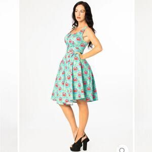 ModCloth miss lulo Heidi crab print dress retro swing vintage inspo rockabilly S